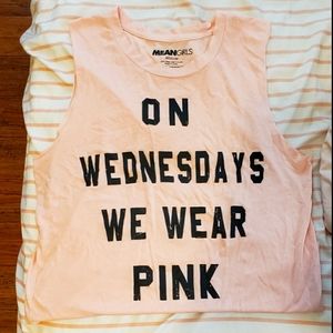 Athletic pink tank top with mean girls quote